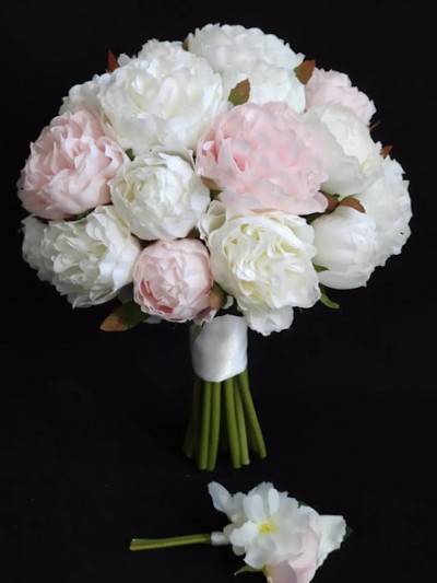 Romantik Gelin Buketi, Pembe Beyaz Şakayık Buketi